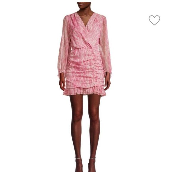 Moonsea Dresses & Skirts - Moonsea The Mathilda pink long sleeve ruched minidress size large